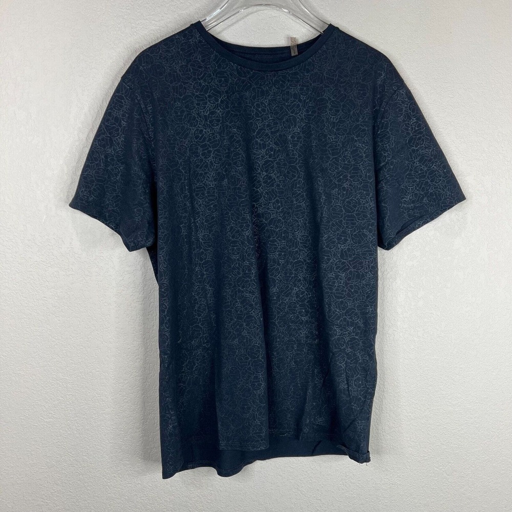 Karl Lagerfeld T-Shirt Mens Medium Black All Over Print Face Graphic Pima Cotton
